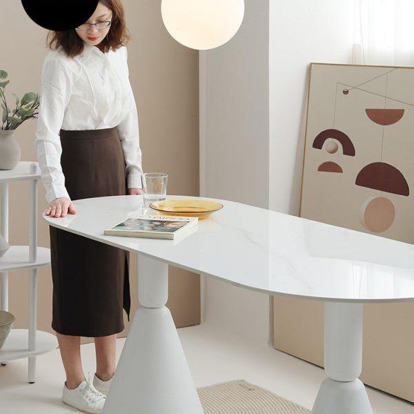 轻奢岩板商务洽谈桌简约办公室会议室办公桌椭圆家用吃饭用餐长桌,淘宝优惠券,粉丝福利购,淘宝优惠卷