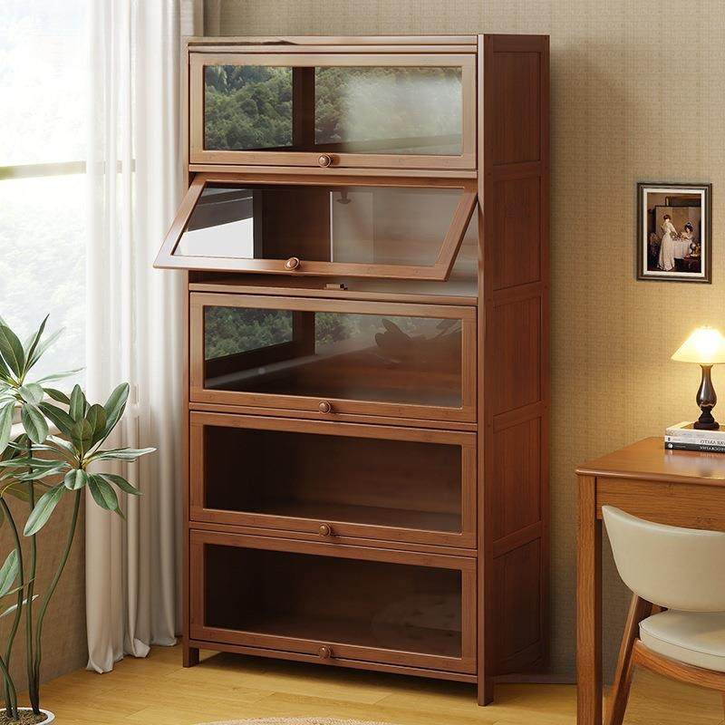 书架置物带架落地书柜储门物柜一体靠墙收纳家防用实木EIE尘展示,淘宝优惠券,粉丝福利购,淘宝优惠卷