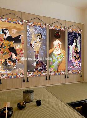 日式浮和绘仕图挂画风店铺玄女世关背景布艺ltao1006画卧室床头墙