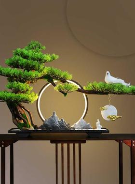 新中仿真迎客松关式客厅玄酒店入户盆办景公室MB00291软装微景观