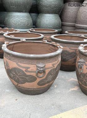 土WHY陶缸鱼林缸大水缸花荷睡莲庭院别墅门海园绿化景观花种种树