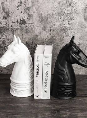 现代简约黑色白色脂头书树档马样板6454666间家饰居品客厅桌面装