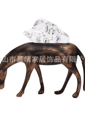 中式现马背透明水物晶树脂动摆件客厅新茶几书柜博古架647.代饰品