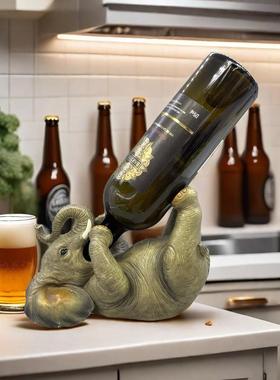 新款zzw13017跨境热大象红酒架创装意桌酒柜饰雕卖塑树脂工艺品摆