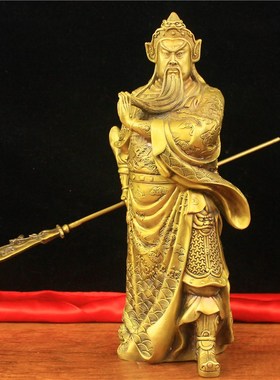 纯铜关公铜武财神铜武圣关公背剑关公春秋关公工艺品办公室摆件