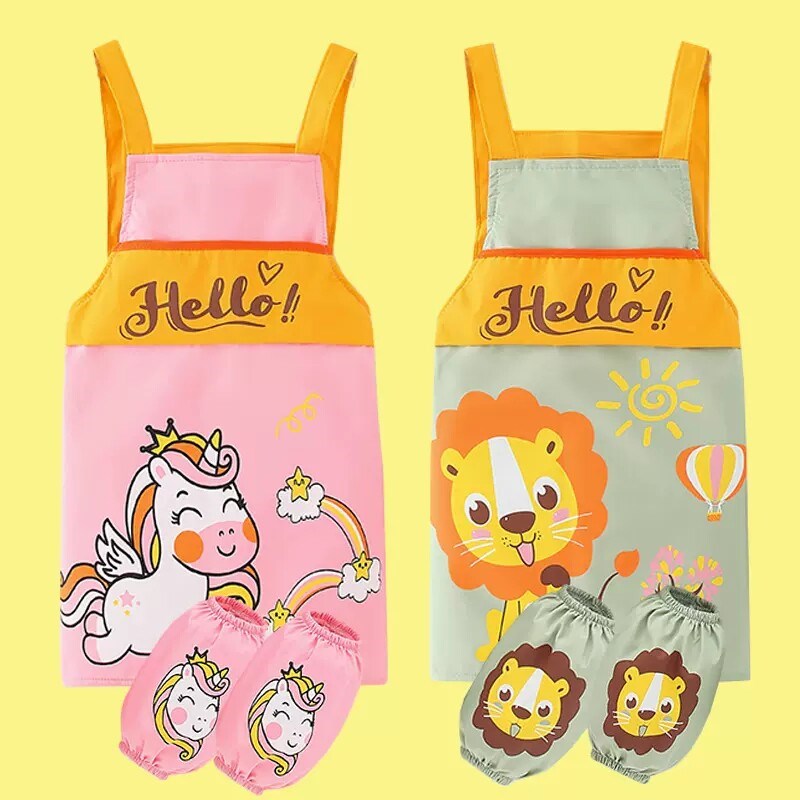 Children's apron painting smock kindergarten girl baby eating bib boy waterproof dirty painting art anti-new style