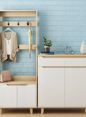 鞋柜带挂衣架一体组合北欧衣x帽架落地式卧室门口收纳柜家用门厅