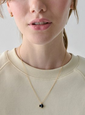 【2026新款】kate spade ks奥莱Spade Flower桃心四叶花吊坠项链