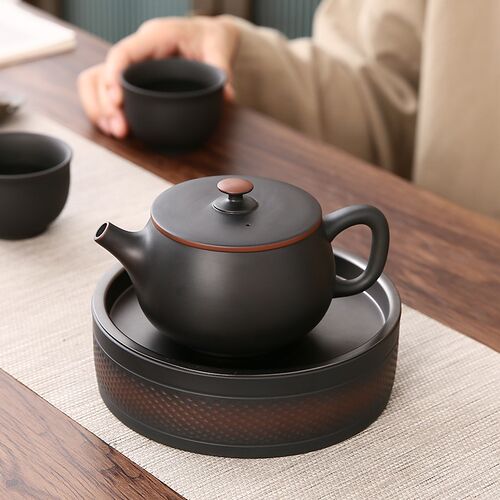 紫陶汉瓦壶单个茶壶泡茶专用凤鸣壶可提可旋转壶手U工建水家用茶 - 图1