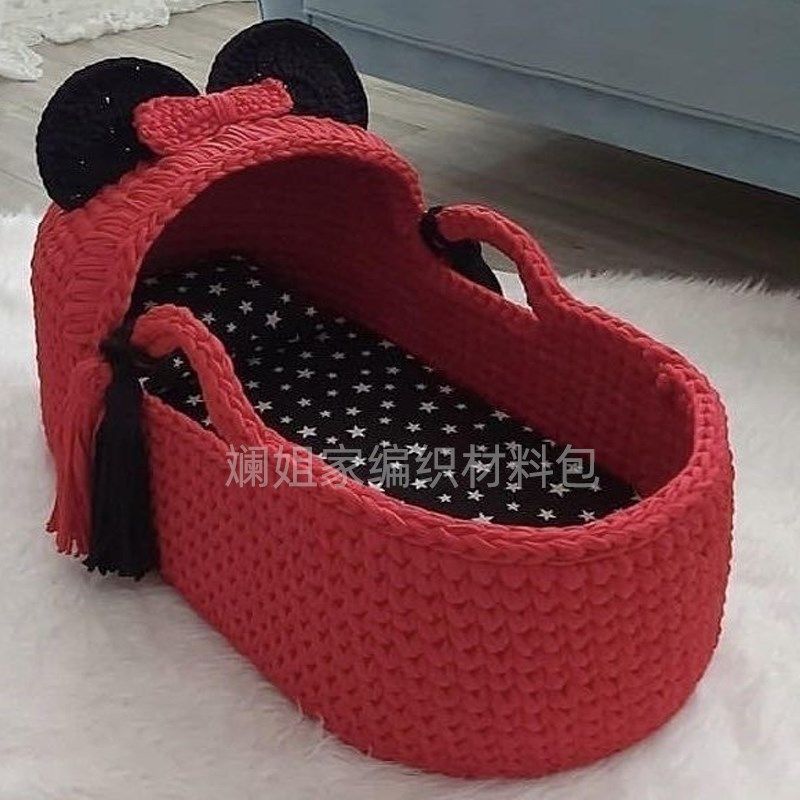 DIY婴儿摇篮床编织材料包手工新生儿手提篮钩针布艺布条手工钩织,淘宝优惠券,粉丝福利购,淘宝优惠卷