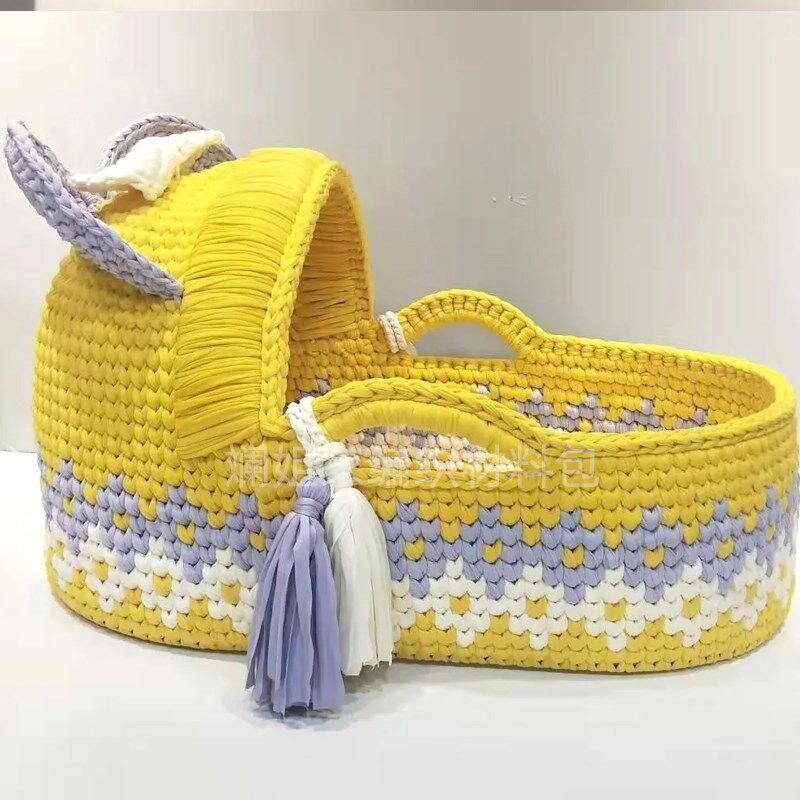 DIY婴儿摇篮床编织材料包手工新生儿手提篮钩针布艺布条手工钩织,淘宝优惠券,粉丝福利购,淘宝优惠卷