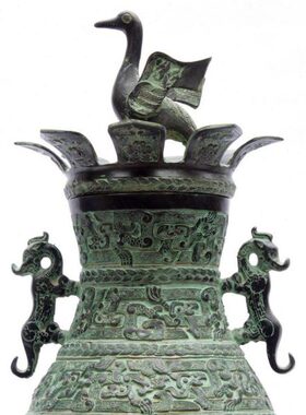 班德拉斯仿古青铜单鹤双耳瓶摆件家居送礼礼品 开业礼品商务礼品