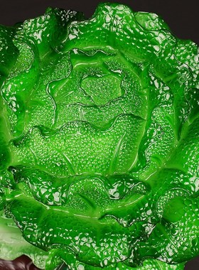 水晶玉白菜摆件 酒柜玄关家居客厅装饰品房间布置 新店铺开业礼品