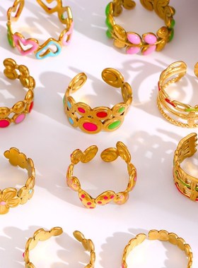 不锈钢开口p不褪色简单环女人