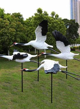 仿真仙玻鹤摆件户外庭院水池喷水顶鹤丹塑璃钢1930-193雕动物模型