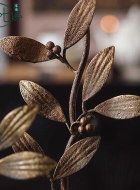 圣诞节烛饰装铁艺蜡烛台光植物花朵台道具A2881玄关台面摆件美式