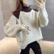 Half turtleneck thickened pullover knitted women's loose bottoming top