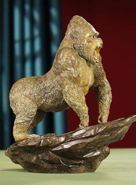 业黄铜AUW大猩猩金刚装桌面摆件客家居办公室商铺饰品开礼品铜厅