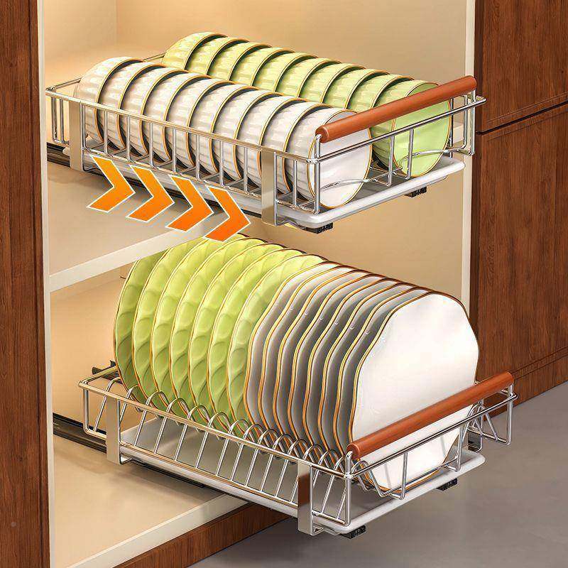 不锈钢房盘611沥架抽厨拉碗碟收碗纳架下橱柜拉篮抽屉式盘子水置,淘宝优惠券,粉丝福利购,淘宝优惠卷