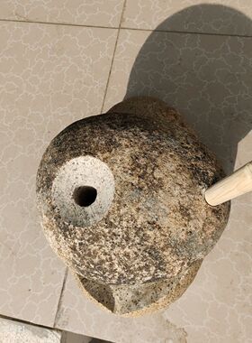 家用鹅卵石小石磨 鹅卵石摆件石磨 手推豆浆石磨 鹅卵石桌摆