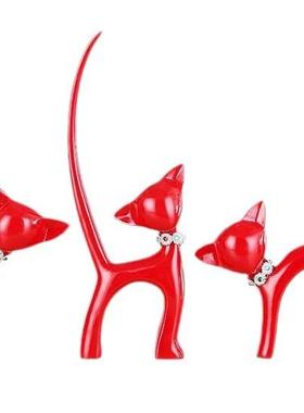 摆欧式礼品工艺居件树脂家工艺礼品装C0081饰意品创一家三口小猫