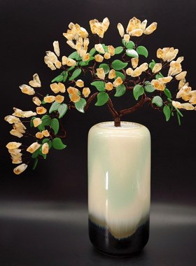 黄水晶发财树黄水晶摇钱树家居摆件客厅玄关酒柜店铺开业乔迁送礼