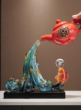 风生水起葫芦锦鲤招财桌面摆件入户玄关客厅酒柜装饰品乔迁礼品