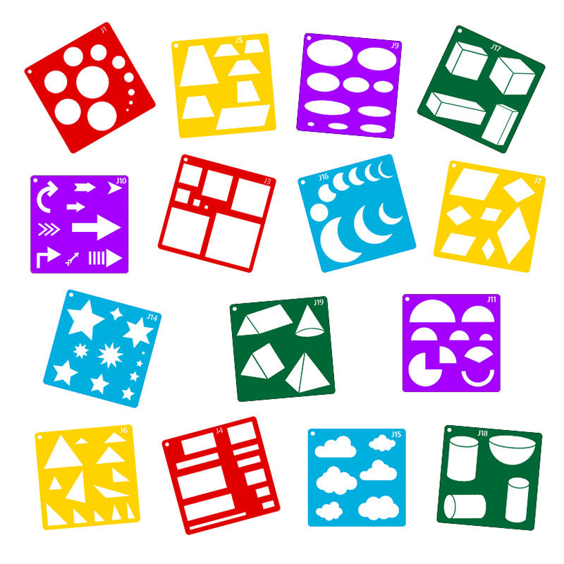 20张几何圆柱立体形状绘画模板彩色镂空模板儿童DIY涂鸦绘画工具,淘宝优惠券,粉丝福利购,淘宝优惠卷