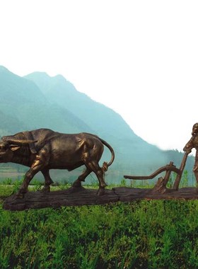 玻璃钢仿铜铸铜农耕人物雕塑文化摆件民俗户外农村园林雕塑定制