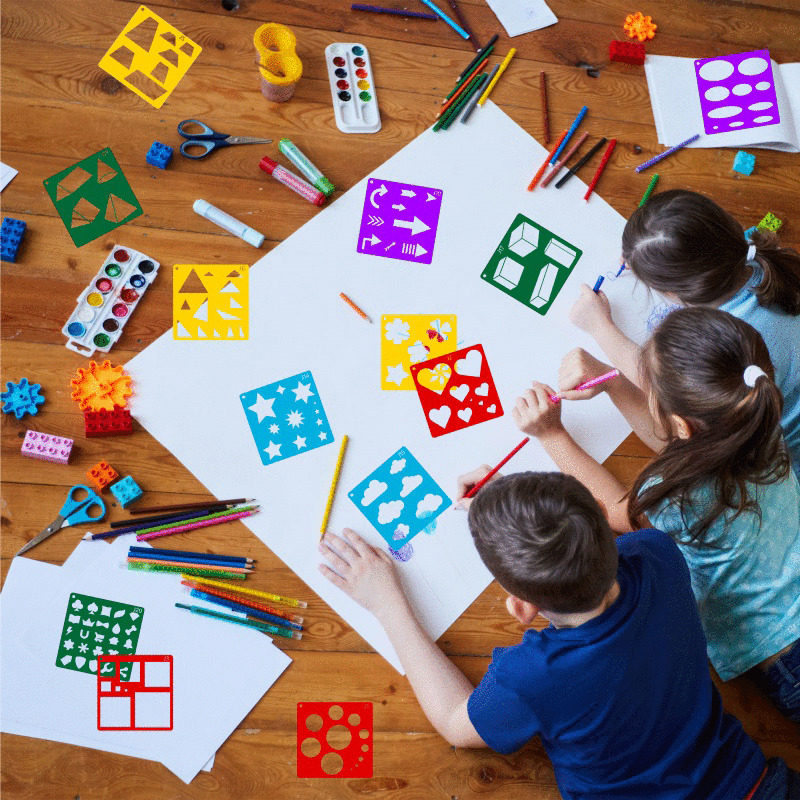 20张几何圆柱立体形状绘画模板彩色镂空模板儿童DIY涂鸦绘画工具,淘宝优惠券,粉丝福利购,淘宝优惠卷