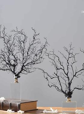 海印象现代轻奢新中式酒店样板房售楼处客厅书房珊瑚树摆件装饰品