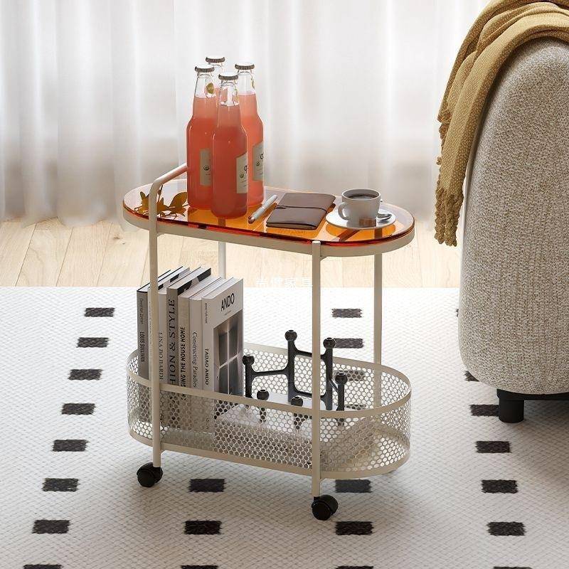 沙发几无品牌/可移动网红奶架油风客厅小推车双层置物边创意迷你 - 图2