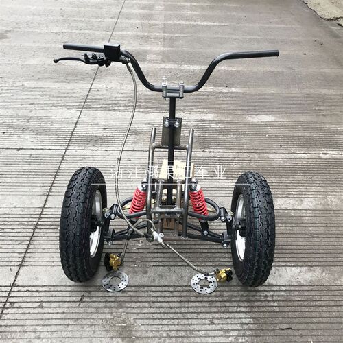 改装四轮车配件 2轮n电动车摩托车改装倒三轮沙滩车前桥悬挂带轮 - 图0