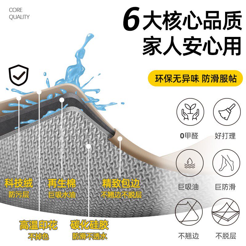 Kitchen floor mats are non-slip and oil-proof, wipeable and wash-free carpets 2024 new high-end floor mats are water-absorbent, oil-absorbent and dirt-resistant
