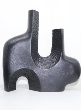 现代北欧几何肌理纹花瓶花器干花花瓶餐桌家居花瓶摆件树脂装饰品