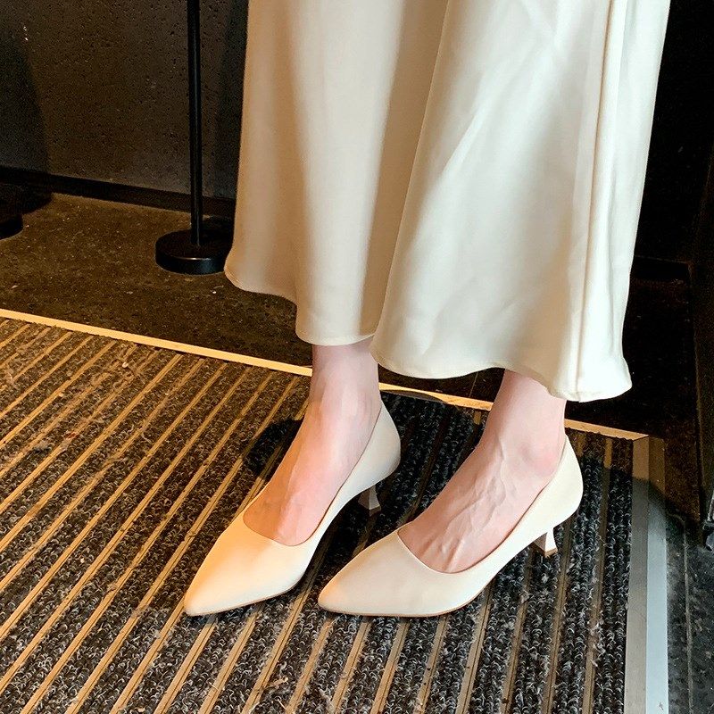 020412-1法式细跟高跟鞋尖头黑色工作鞋宽胖脚大码女单鞋41-43,淘宝优惠券,粉丝福利购,淘宝优惠卷