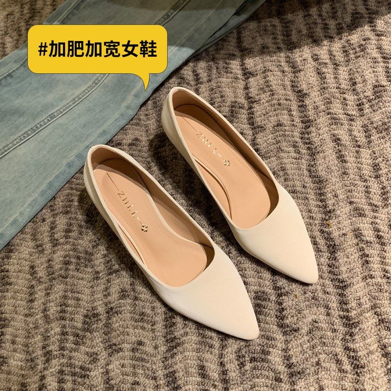 020412-1法式细跟高跟鞋尖头黑色工作鞋宽胖脚大码女单鞋41-43,淘宝优惠券,粉丝福利购,淘宝优惠卷