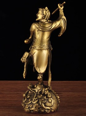 黄铜魁星点斗摆件独n占熬头魁星踢斗铜像家居客厅玄关电视柜装饰