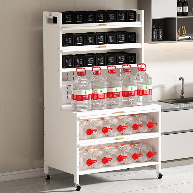 Hole board kitchen storage rack side cabinet floor storage cabinet clip storage cabinet microwave oven oven rack