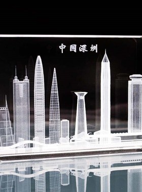 水晶内雕深圳地标建筑o模型装饰桌面摆件特色旅游纪念工艺品小礼