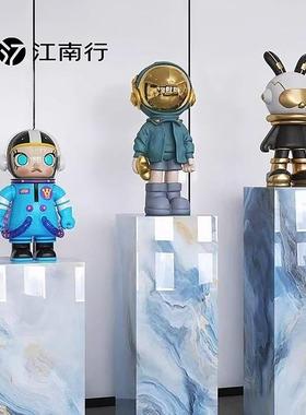 石板柱过道走廊入口落地式摆件大理石底座装饰桌储物架