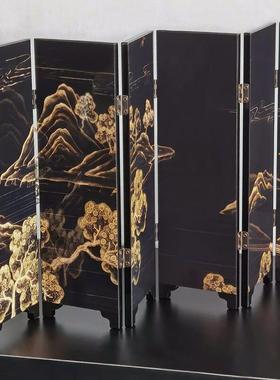 中古风书房桌面小屏风摆件复古创意侘寂风礼品古典漆器艺术工艺品