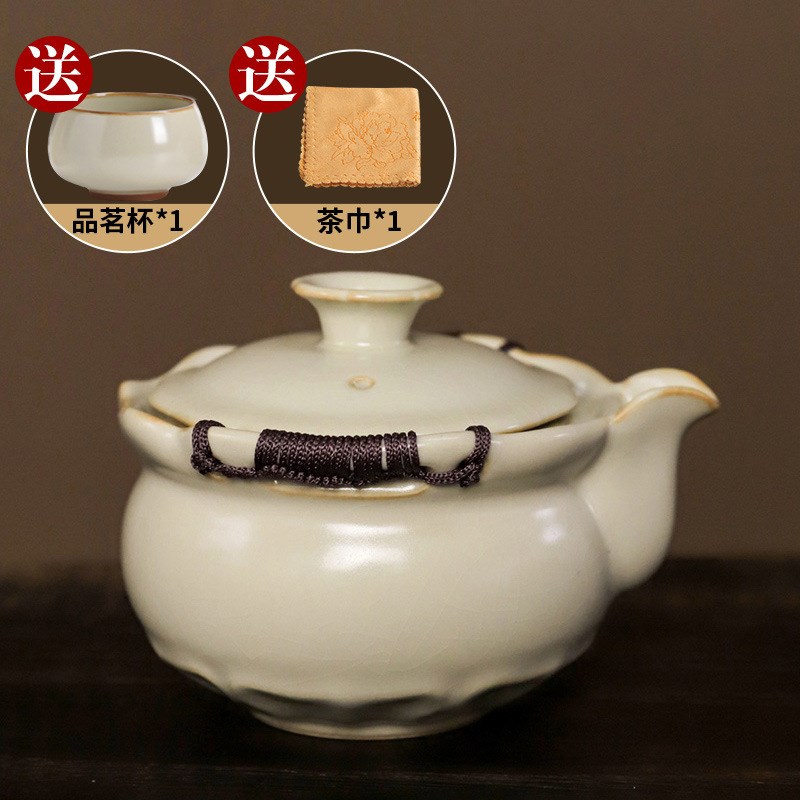 晨发米黄汝窑茶具单品轻奢家用办公室汝瓷功夫高端急须泡茶壶 - 图3