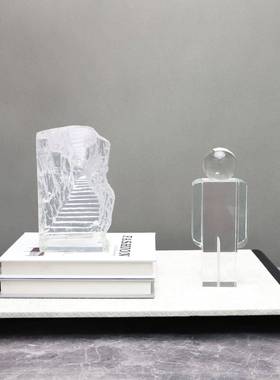 新中式树脂步步高升水晶人厅偶摆件样板房摆卧72室房客书装饰品件