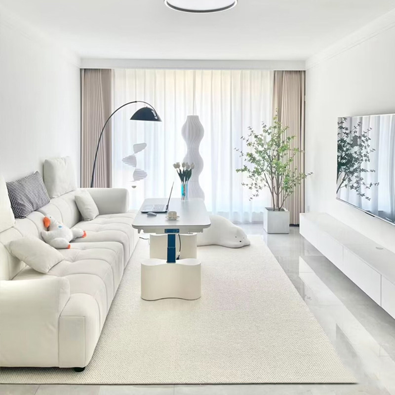 Off-white carpet bedroom cream style room bedside blanket minimalist style living room tea table blanket high-end solid color floor