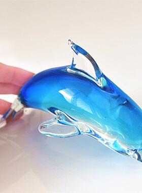 玻璃海豚琉璃家居酒柜创意装饰工艺礼品摆饰小摆件鱼缸造景海洋动