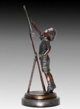 铜雕人物摆件小画家 艺术品乔迁生日礼品饰品 样板房宾馆会所摆设