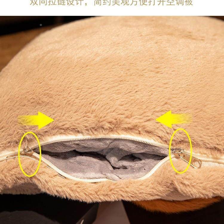 水豚抱枕被子用加厚办室靠枕折叠午睡公子枕头HZZ毯二合一汽两车 - 图2