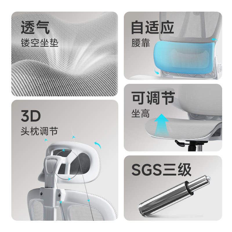 享学电脑椅人体工学椅家用舒适办公室椅子久坐护腰靠背椅电竞椅子