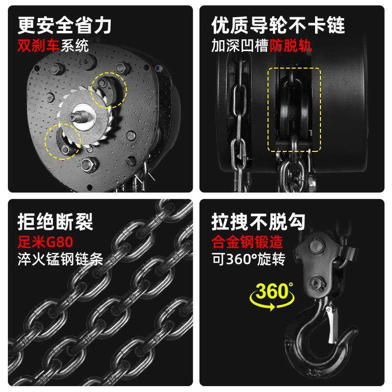 手拉葫芦倒链手动起重吊葫芦1t2tt5t10吨吊葫芦圆形葫芦家用吊机 - 图1